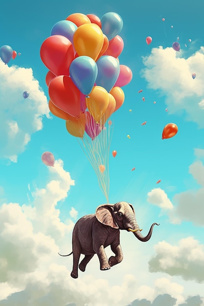 Geluk olifant met ballonnen