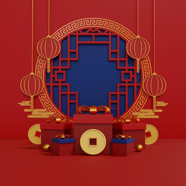 Gelukkig Chinees Nieuwjaar 3D-illustraties