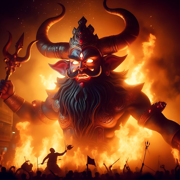 Gelukkig Dusshera Ravana Brandend