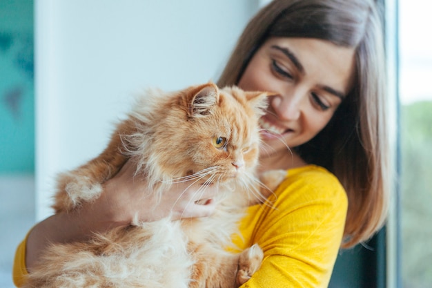 Gelukkig gezonde kat met veel liefde