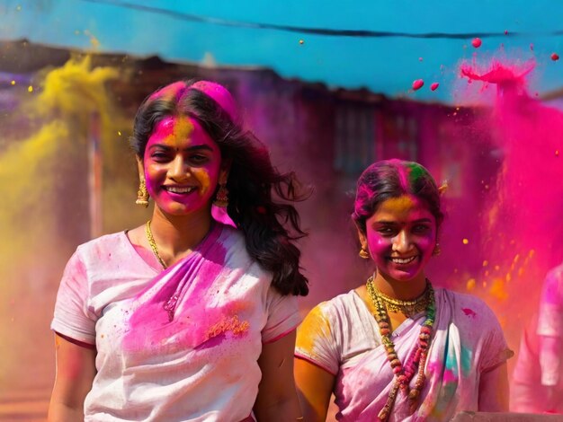 Gelukkig Holi festival kleurrijke achtergrondontwerp beste kwaliteit hyper realistische afbeelding banner sjabloon