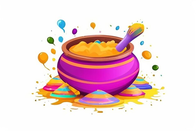 Gelukkig Holi Indiase festival kleurrijke pot en poeder ontwerp