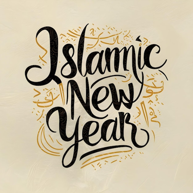 Foto gelukkig islamitisch nieuwjaar islamitische begroeting arabische kalligrafie met arabische illustraties