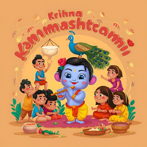 Foto gelukkig janmashtami indiase feest