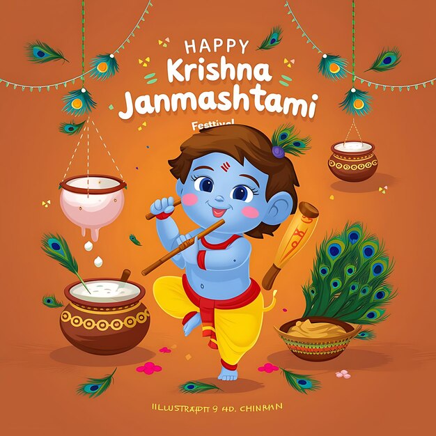 Foto gelukkig janmashtami indiase feest