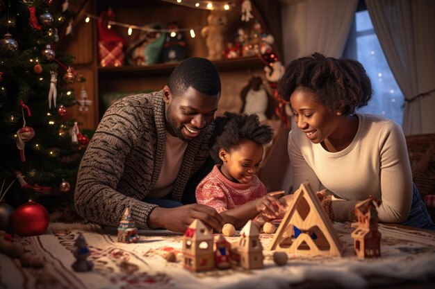 Gelukkig kind speelt thuis in kerstmis en nieuwjaar 2024 vakantie aantrekkelijkheid