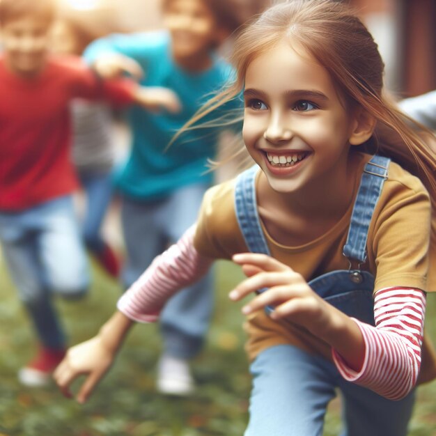 Gelukkig kinderdag evenement meisje met lang haar blond