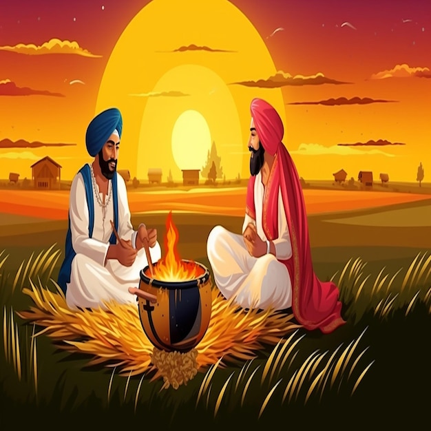 Gelukkig Lohri Festival Van Punjab vakantie achtergrond voor Punjabi festival