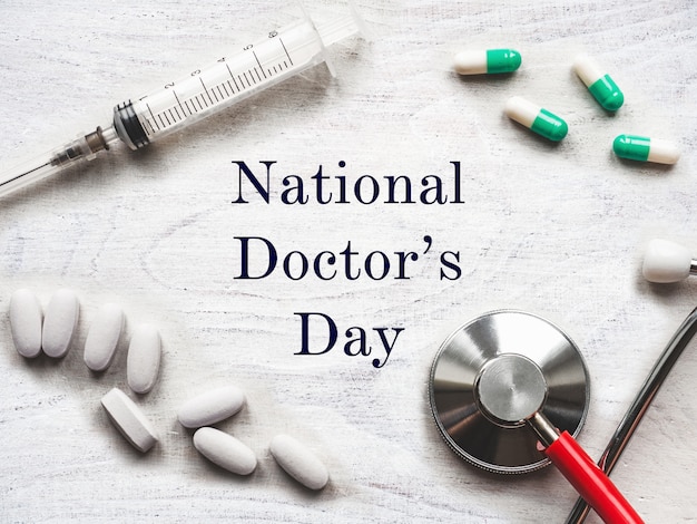 Gelukkig nationale Doctor's Day. Mooie kaart. Detailopname