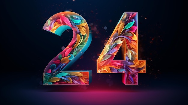 Gelukkig nieuw jaar 2024 met kleurrijke getallen