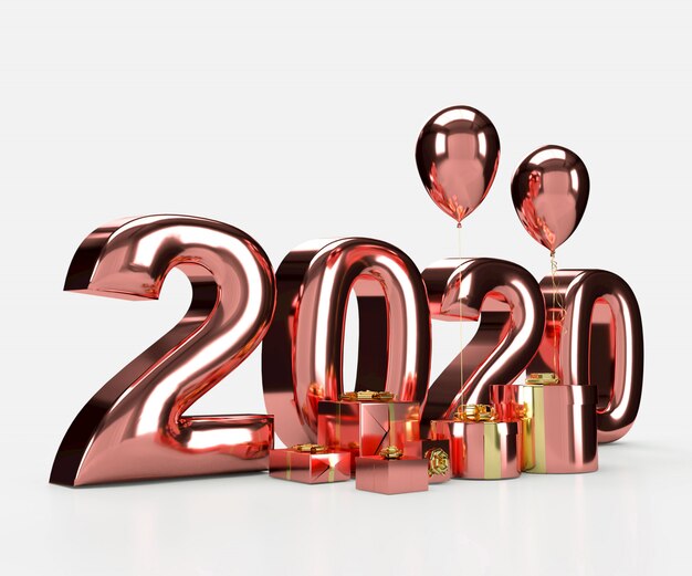 Gelukkig nieuwjaar 2020 3d-rendering