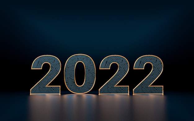 gelukkig nieuwjaar 2022 premium wallpaper 3D-rendering achtergrond voor sociale banner en poster