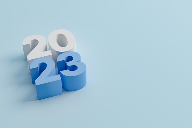 Gelukkig nieuwjaar 2023 Nieuwe jaarresolutie 2023 3D render illustratie