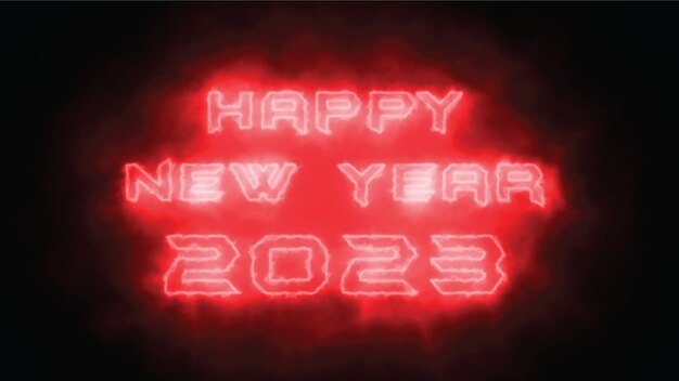 Gelukkig nieuwjaar 2023 teksteffect met zwarte achtergrond