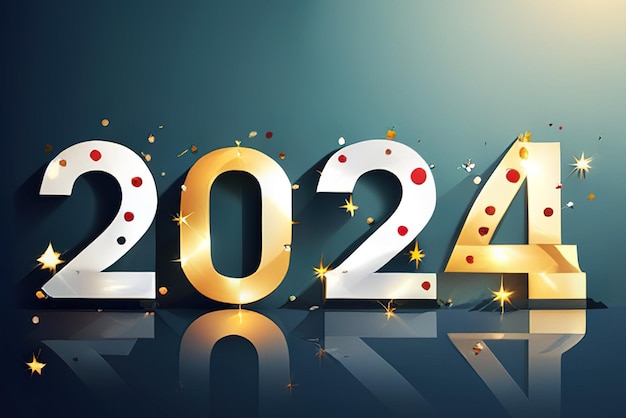 Foto gelukkig nieuwjaar 2024 achtergrond vakantie wenskaart ontwerp voor behang