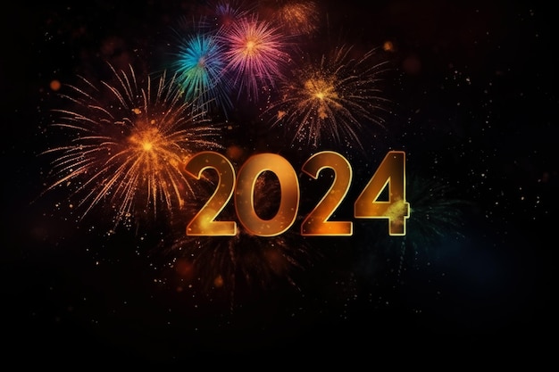 Gelukkig Nieuwjaar 2024 feest vieren met vuurwerk Generatieve AI
