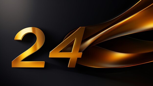 Gelukkig Nieuwjaar 2024 goud 3D gegraveerd met glanzend