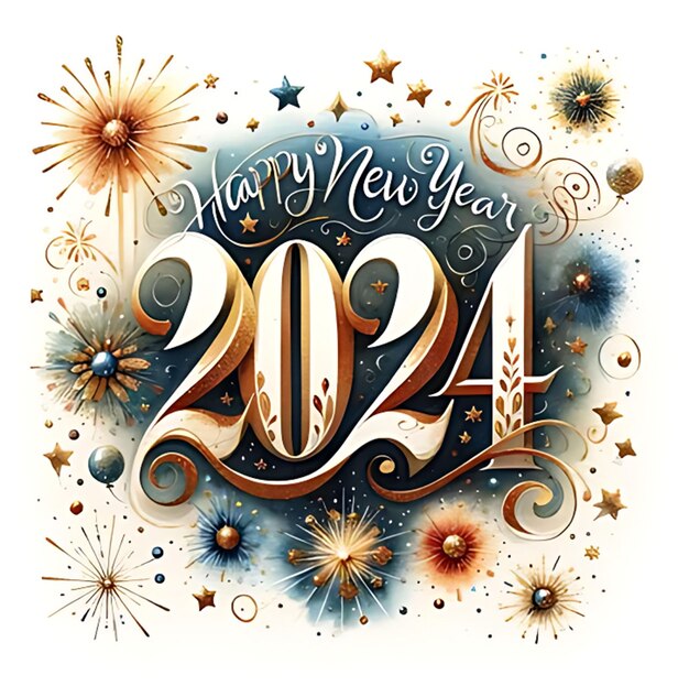 Gelukkig Nieuwjaar 2024 Greeting card Vector illustratie Festive Gelukkig Nieuw jaar 2024 achtergrond