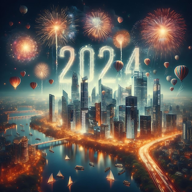 Foto gelukkig nieuwjaar 2024.