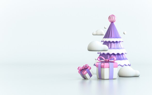 Gelukkig nieuwjaar en vrolijk kerstfeest banner voor poster website header wenskaart flyer 3d render