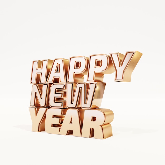 Gelukkig Nieuwjaar gouden vetgedrukte letters hoge kwaliteit renderen op wit