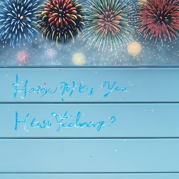 Gelukkig nieuwjaar vuurwerk confetti achtergrond beelden collecties schattige behang ai gegenereerd