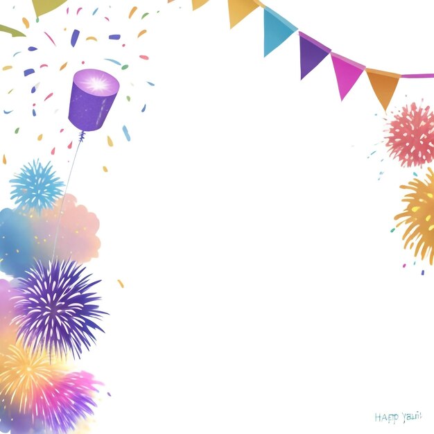 Foto gelukkig nieuwjaar vuurwerk confetti achtergrond beelden collecties schattige behang ai gegenereerd
