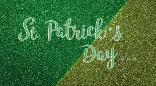 Foto gelukkig st. patrick's day decoratie achtergrondconcept gemaakt van groen glitterpapier en de tekst