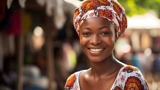 Gelukkige Afrikaanse vrouw met een glimlach Generatieve AI