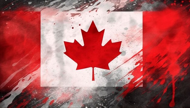 Foto gelukkige canada dag achtergrond met grunge penseel vlag illustratie