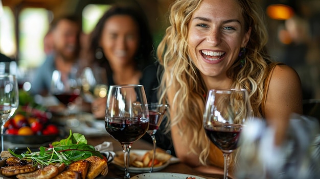 Gelukkige collega's die samen dineren een moment van ontspanning en verbinding AI Generative