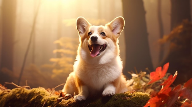 Gelukkige Corgi-hond Balans en meditatie