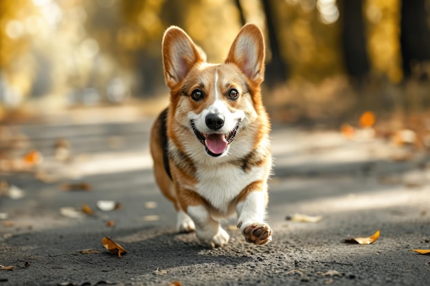 Foto gelukkige corgi hond