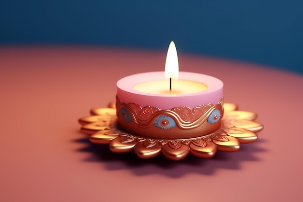 Gelukkige Diwali 3d Kaars donkere achtergrond