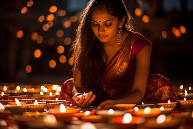 Gelukkige diwali achtergrond en kopieer ruimte