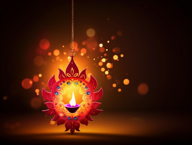 Gelukkige Diwali-achtergrond met Diya-hangers
