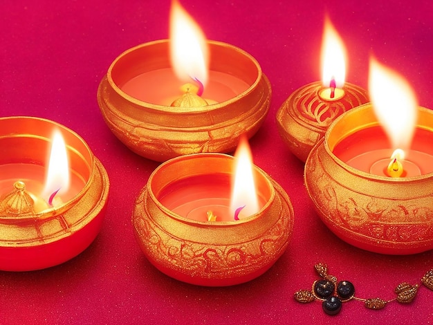 Gelukkige Diwali Clay lampen aangestoken tijdens Diwali Hindu festival of lights celebration
