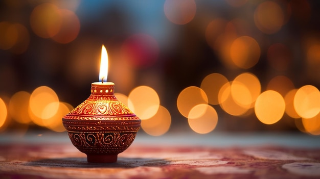 Gelukkige diwali decoratieve diya traditionele feestviering achtergrond