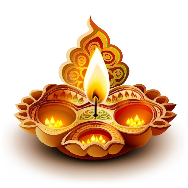 Gelukkige Diwali Diya PNG witte achtergrond