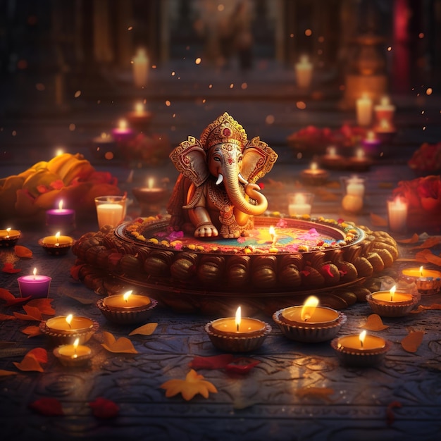 Gelukkige Diwali-illustratie van Burning Diya op Happy Diwali Diwali-viering Festival van lichten met achtergrond