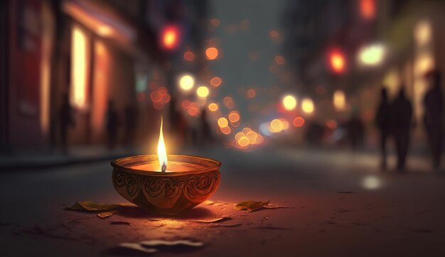 Gelukkige Diwali Illustratie van Diwali Diya generatieve ai