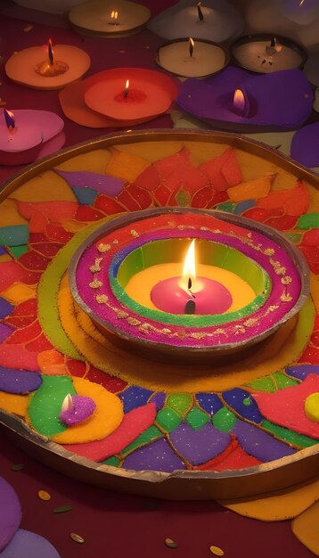 Gelukkige Diwali Indiase festival achtergrond met kaarsen Diwali dag