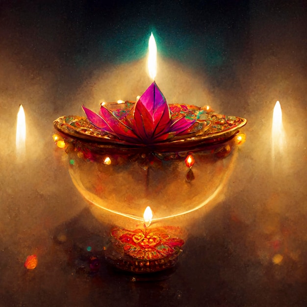 Gelukkige diwali Indiase festivalachtergrond met kaarsen