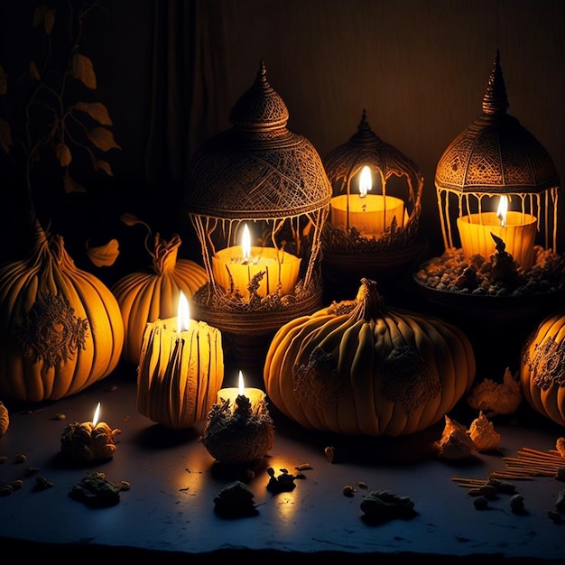 Gelukkige Diwali Kleurrijke diya lampen lichten kaarsen aan tijdens de Diwali viering