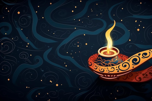 Gelukkige Diwali olie lamp op glinsterend donker blank achtergrond behang