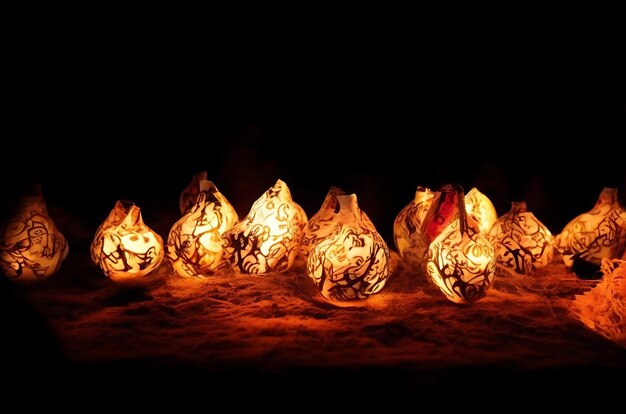 Foto gelukkige diwali viering achtergrond met traditionele lampen