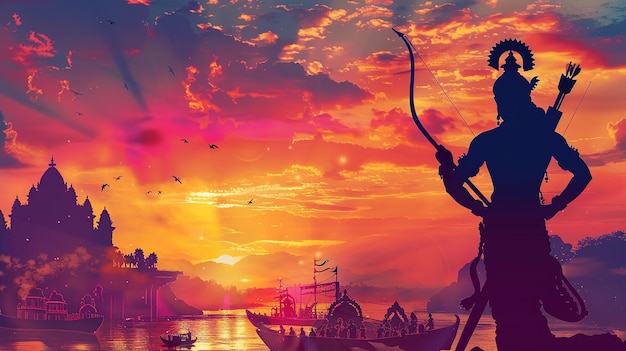 Gelukkige Dussehra illustratie van het festival van India poster voor Dussehra