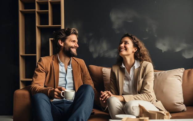 Gelukkige echtpaar geniet in zijn nieuwe huis Generatieve AI