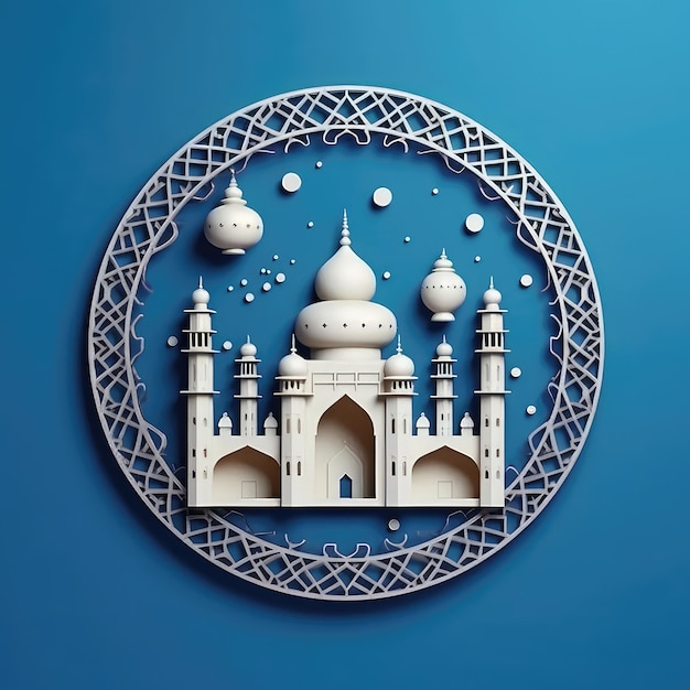 Gelukkige Eid Al Adha met achtergrond van de sterren van een moskeemaan