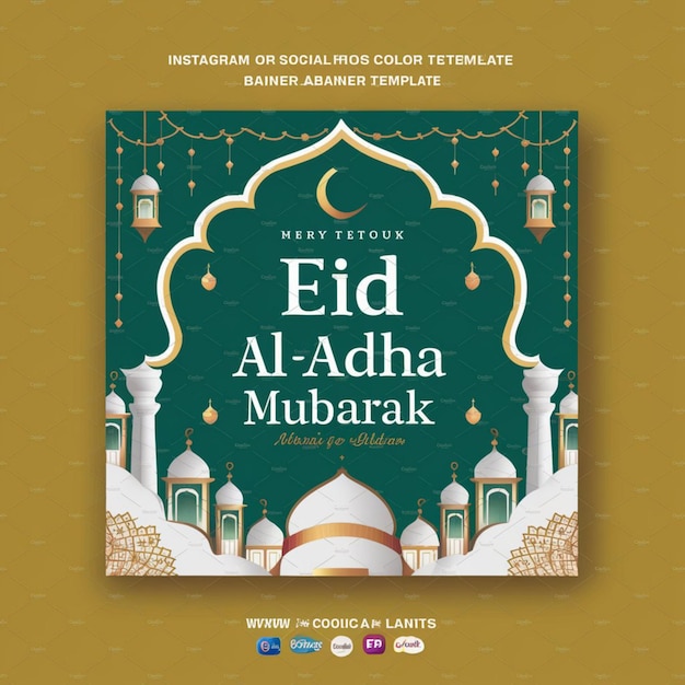 Foto gelukkige eid al adha mubarak social media banner template